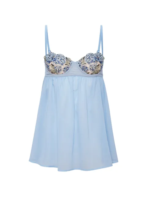 Fleur Du Mal Hydrangea floral-embroidered babydoll Blue BD00171149