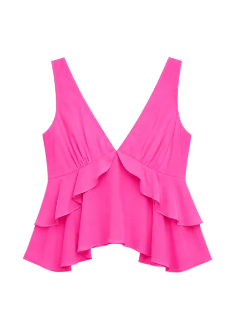 Fleur Du Mal ruffled silk top Pink TP0800772