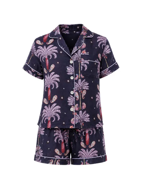 THE LAZY POET Nina Riviera palm-print pajama set Brown NRPBSS2526