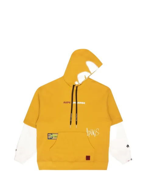 AAPE BY *A BATHING APE® graphic-print layered-effect drawstring hoodie Yellow AAPSWM3813XXH