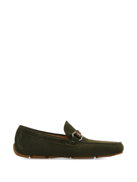 Ferragamo Gancini ornament driver loafers Green 794909