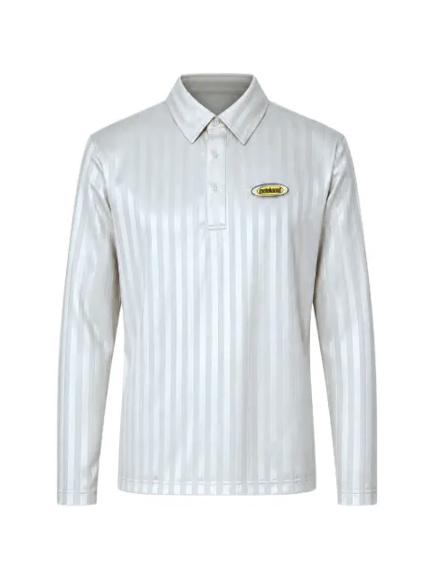 Metalwood Studio Player stripe-pattern long-sleeve polo shirt Neutrals 26SS0407