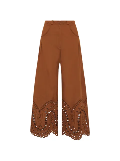 Charo Ruiz Ibiza Ray broderie-anglaise palazzo pants Brown 263502
