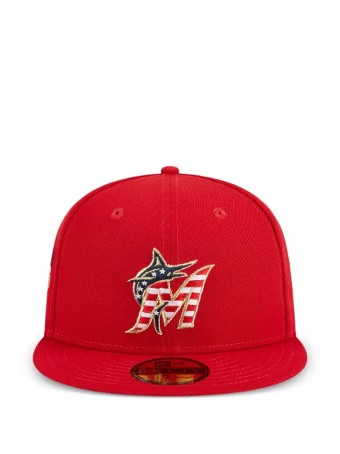 NEW ERA CAP 59FIFTY Miami Marlins Fourth Of July embroidered-logo cap Red NE909
