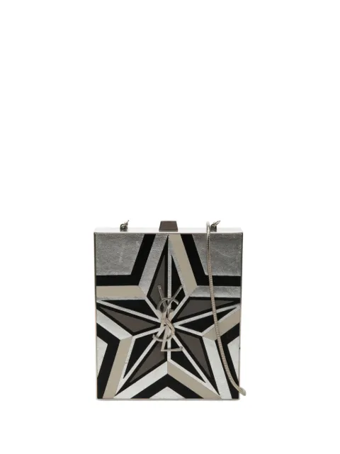 Saint Laurent Pre-Owned 2017 Metal and Leather Tuxedo Box Star Clutch on Chain crossbody bag Silver 84PPZU26FETQT3ZN