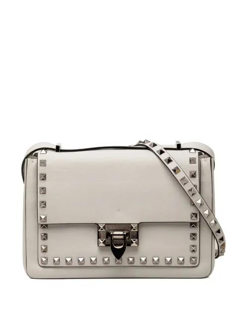 Valentino Garavani Pre-Owned 2018-2026 Leather Rockstud Flip Lock crossbody bag Grey AQX4D710HLW66FDO
