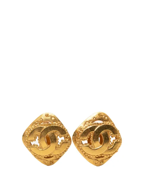 CHANEL Pre-Owned 1996 CC Gold Plated Rhombus Clip On Earrings costume earrings Gold 5KE3FBU4QHYE6MZX