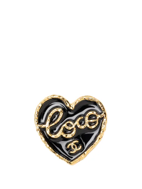 CHANEL Pre-Owned 2024 CC Gold Plated Enamel Coco Heart Brooch costume brooch Black PRWMAEG66MT1U39M