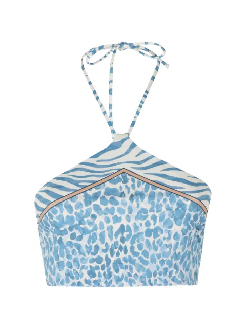 MC2 Saint Barth Nairobi animal-print bikini top Blue NRB0001