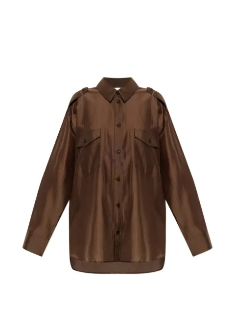 Gestuz GZsiora epaulette-detail shirt Brown 109111450