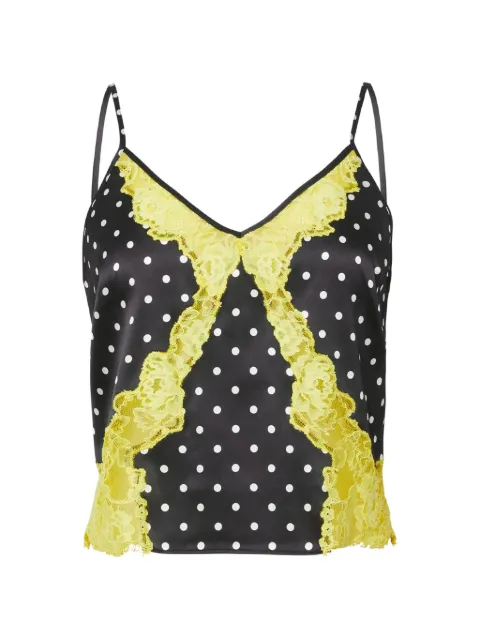 Fleur Du Mal Juliet lace-trim dotted camisole top Black TP07141133