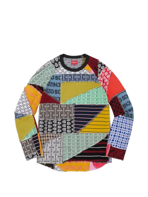 Supreme patchwork jacquard long-sleeves T-shirt Orange SU27577