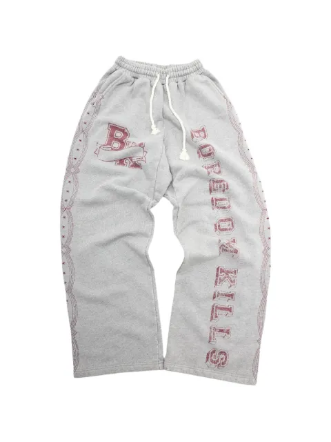 Boredom Kills Collegiate logo-print track pants Grey BK008