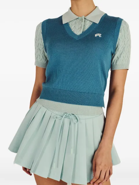 Malbon Golf Veronica cable-knit polo shirt Blue MW0228