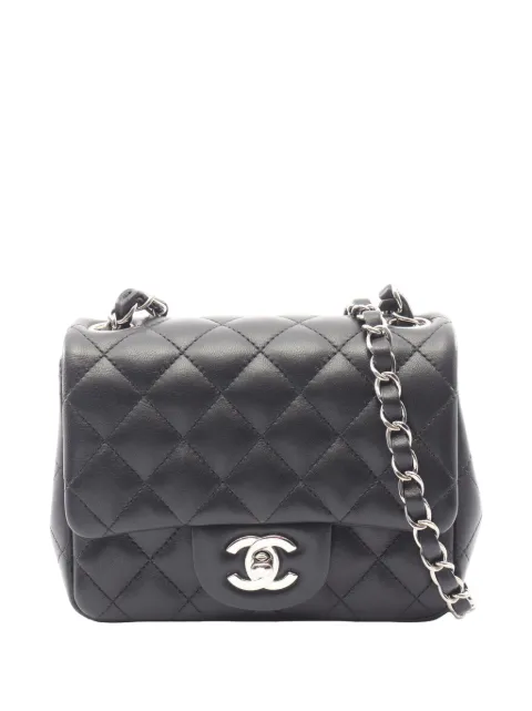 CHANEL Pre-Owned 2020 Mini Square Classic Lambskin Single Flap crossbody bag Black JQ2NH6LZKONFTFDP