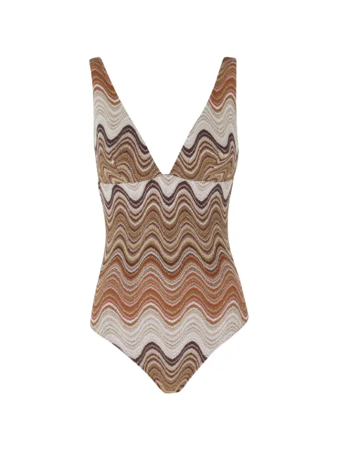 MC2 Saint Barth Mavi Rachel chevron swimsuit Brown MAVI098