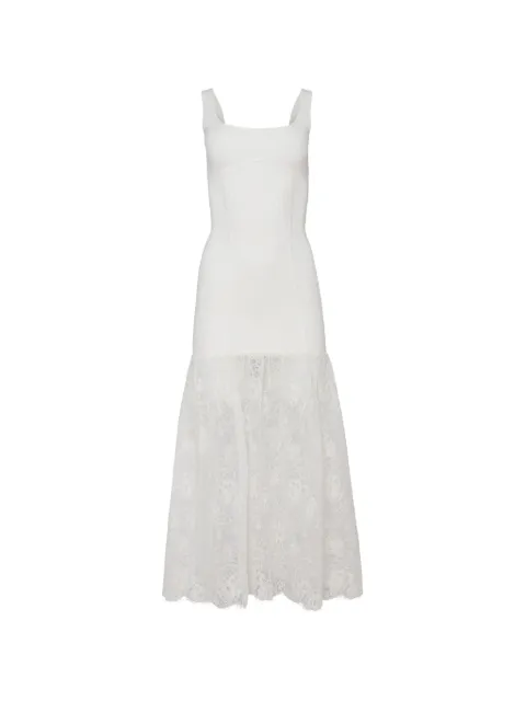 Fleur Du Mal Jolie lace-trim ribbed maxi dress White DR07630300