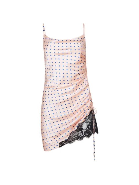 Fleur Du Mal lace-trimmed dotted mini dress Pink DR05491138