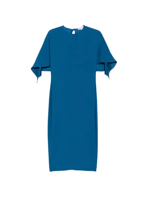 Stella McCartney cape-sleeve tie-fastening midi dress Blue 6A07103FU372