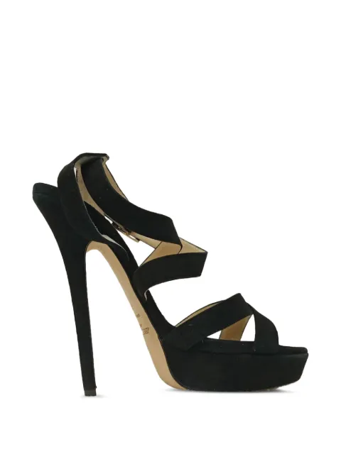 Jimmy Choo Pre-Owned Louise crisscross platform sandals Black RFCPUGBSH742329W
