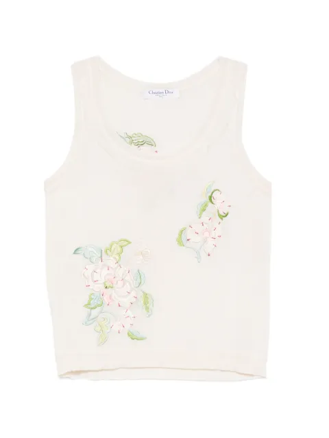 Christian Dior Pre-Owned 2020s floral-embroidered tank top Neutrals CD350BMW