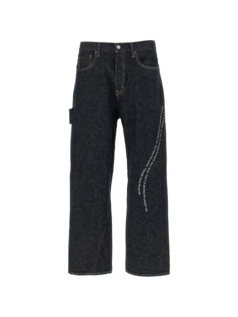 Undercover People Have the Power embroidered curved-stitch jeans Blue UC1F45062