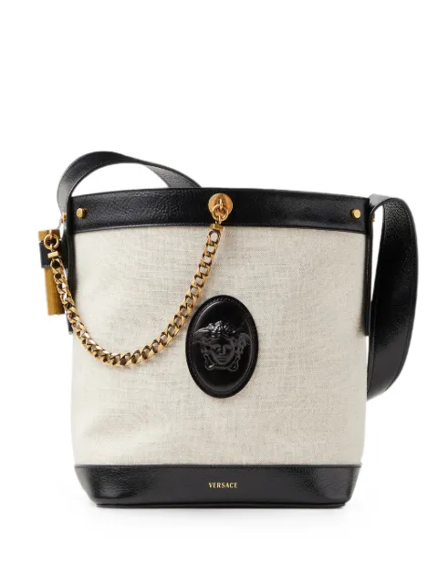 Versace pivot small canvas bucket bag Neutrals 10234601A17455