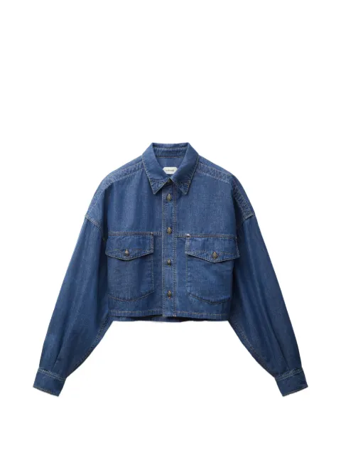 Versace Chambray denim crop shirt Blue 10256561A18640