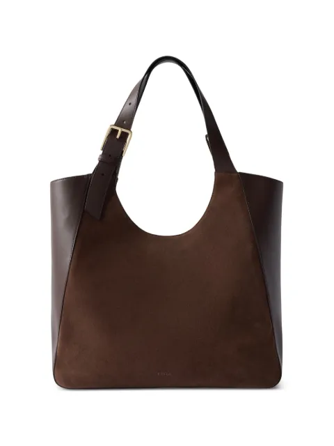 Furla suede-panel leather tote bag L Brown WB02129BX40181007