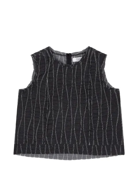 TOMBOY wave-stitch frayed top Black 9106221235