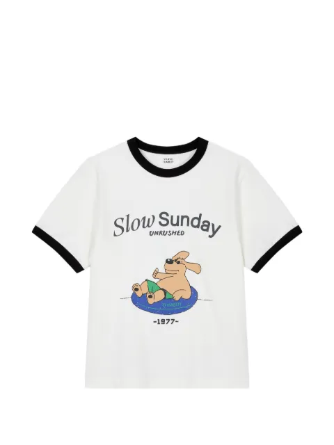 TOMBOY character-print ringer T-shirt White 9106222207