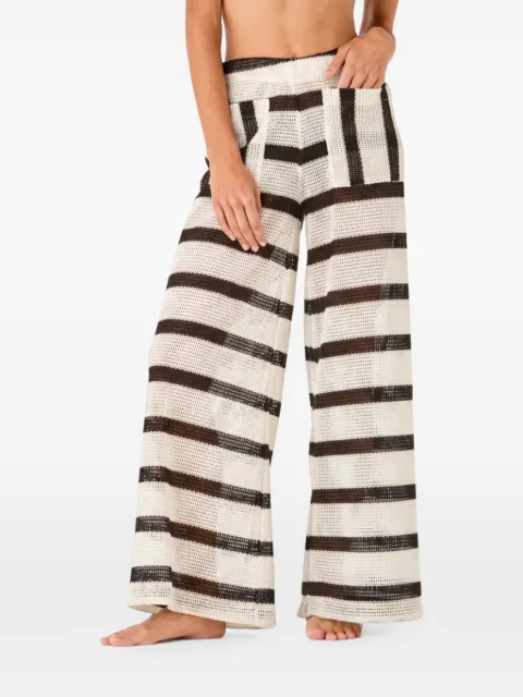 PALMACEA Yera Sahara striped mesh-knit trousers White J2105