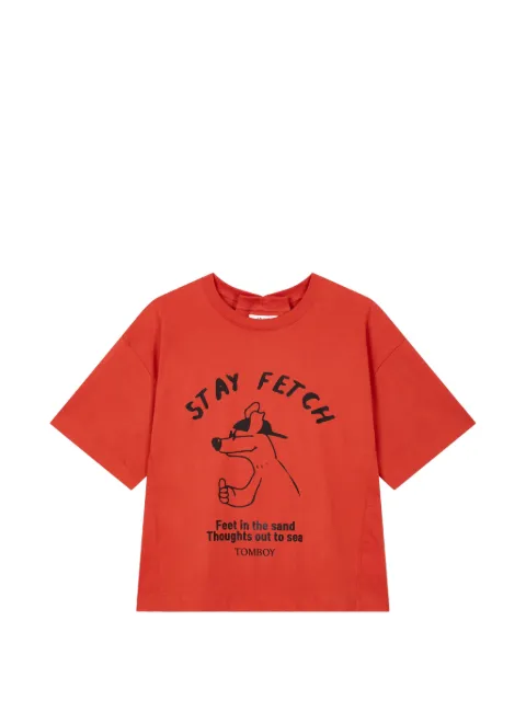 TOMBOY graphic-print box-pleat T-shirt Orange 9106222208