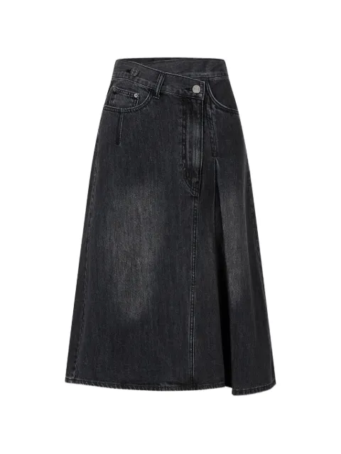 TOMBOY asymmetric-waistband washed mid skirt Black 9106262207