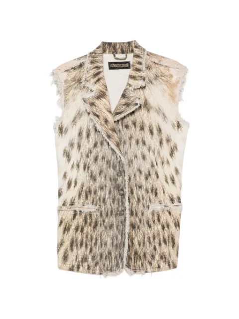 Roberto Cavalli Vintage 2000s animal-print frayed jacket Neutrals RC480BMP