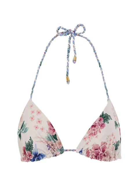 Agua Bendita Tammy floral-print braided-strap bikini top White 20672