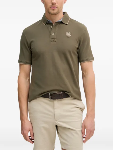 Blauer logo-patch piqué polo shirt Green BLUT02288