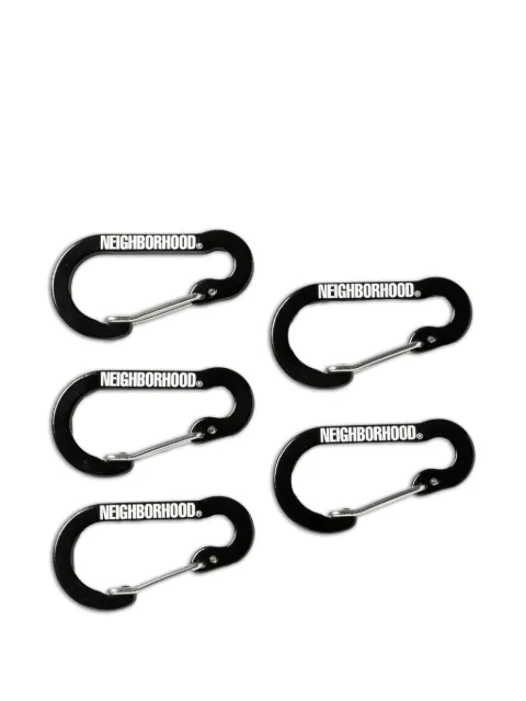 Neighborhood logo-print carabiners (set of five) Black 261FPNHCSM14