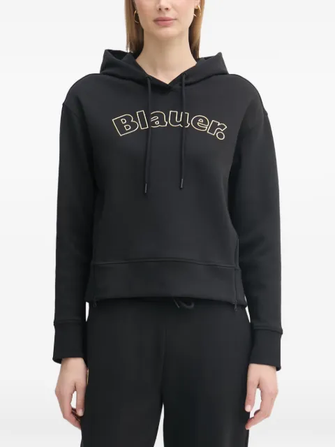 Blauer Fayette logo-print drawstring hoodie Black BLDF08057