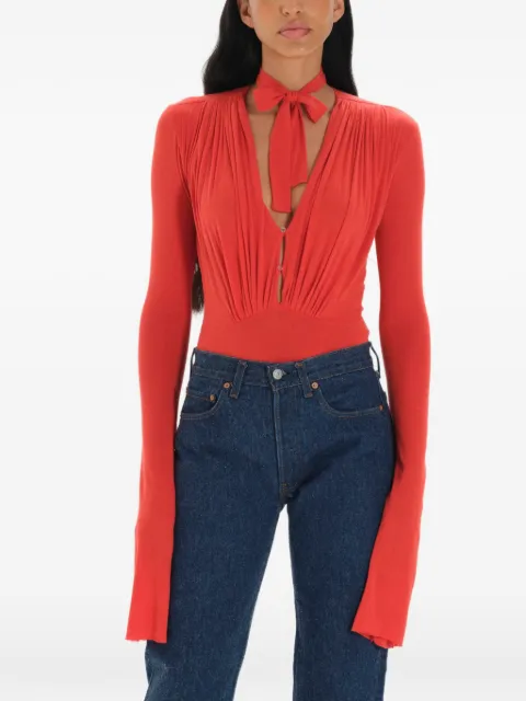 MANURÍ Suki pleated bodysuit Red MRSS25BD9CHVI05