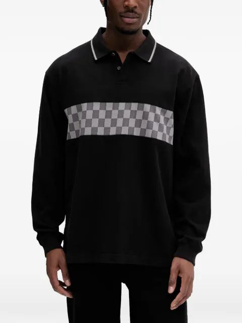 Vans Medford checkerboard long-sleeve polo Black VN000TBDBLK1