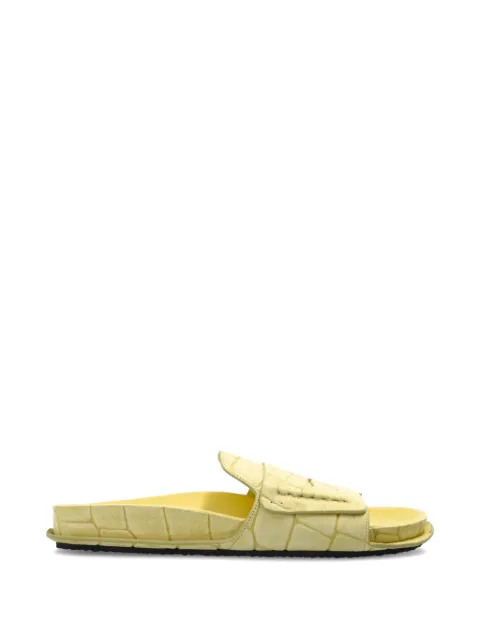 Jacquemus croc-effect leather flat sandals Yellow FOW00172AC07