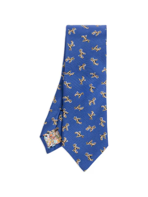 Paul Smith dog-pattern silk tie Blue M1A0TIEWT430