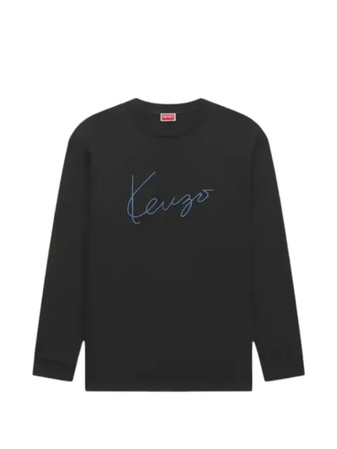 Kenzo logo-embroidered long-sleeve T-shirt Black FG65TL3614SG