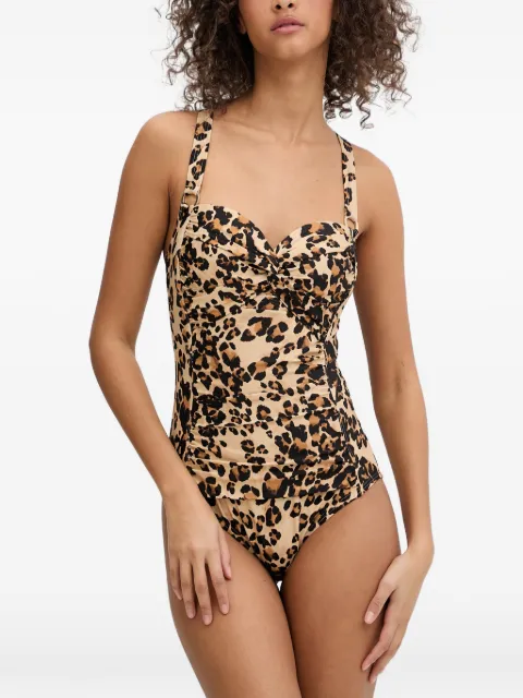 DKNY leopard-print swimsuit Neutrals DIE6M565