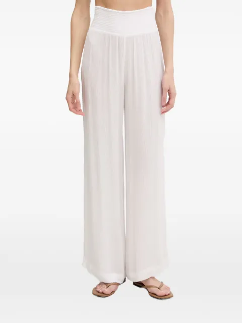 DKNY smocked-waistband pleated trousers White DIE6C949