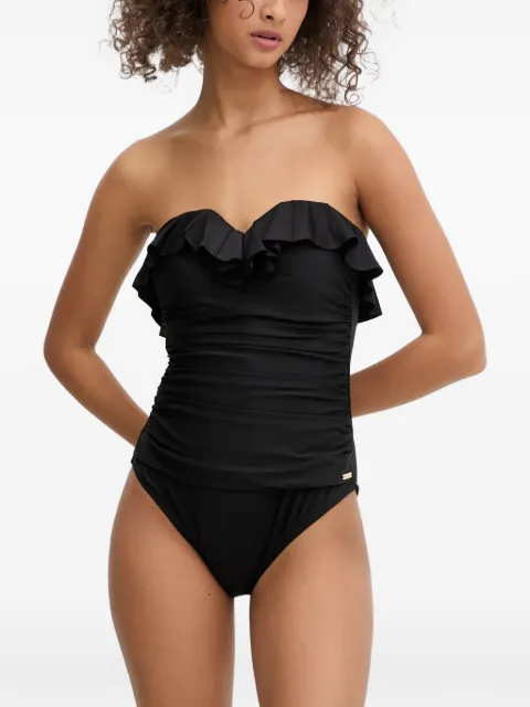 DKNY ruffled ruched swimsuit Black DIE6M537