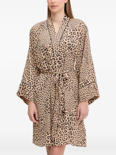 DKNY leopard-print belted robe Neutrals YI10099