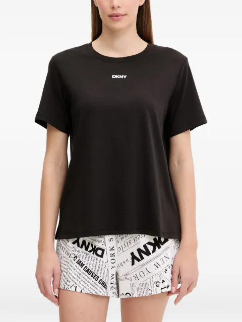 DKNY logo-print newspaper-pattern pajamas Black YI90095