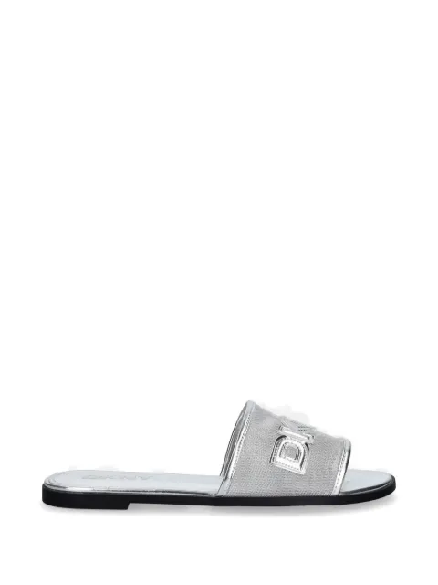 DKNY logo-patch mesh sandals Silver K2615501